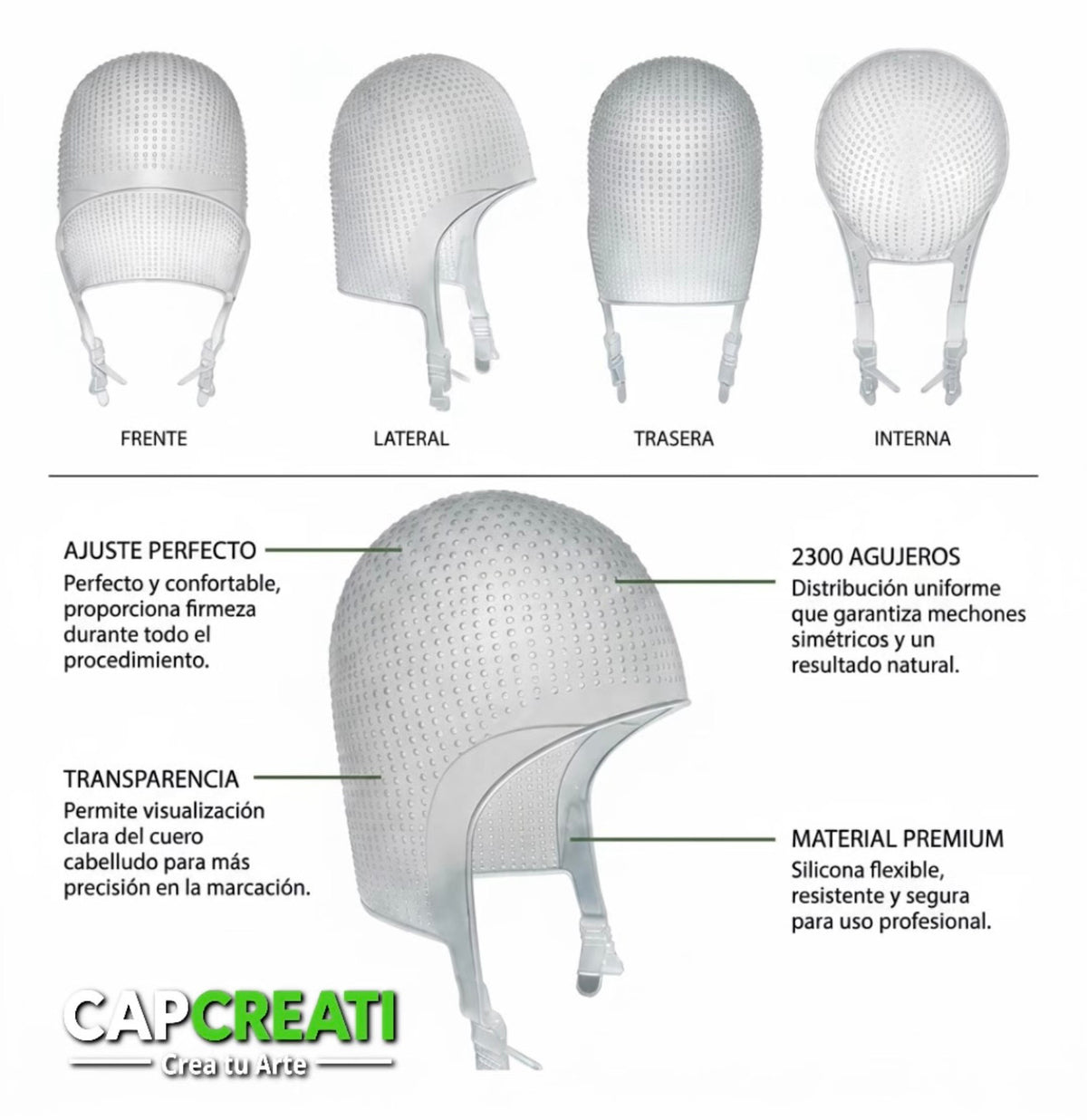 Gorro de Silicona para Mechas CapCreati Micro Cap – 2300 Agujeros